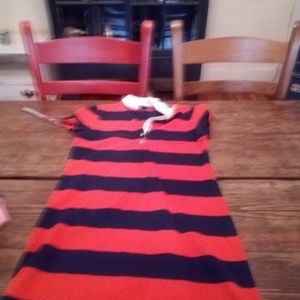 Over the knee rugby dress blue and red dress. Butt